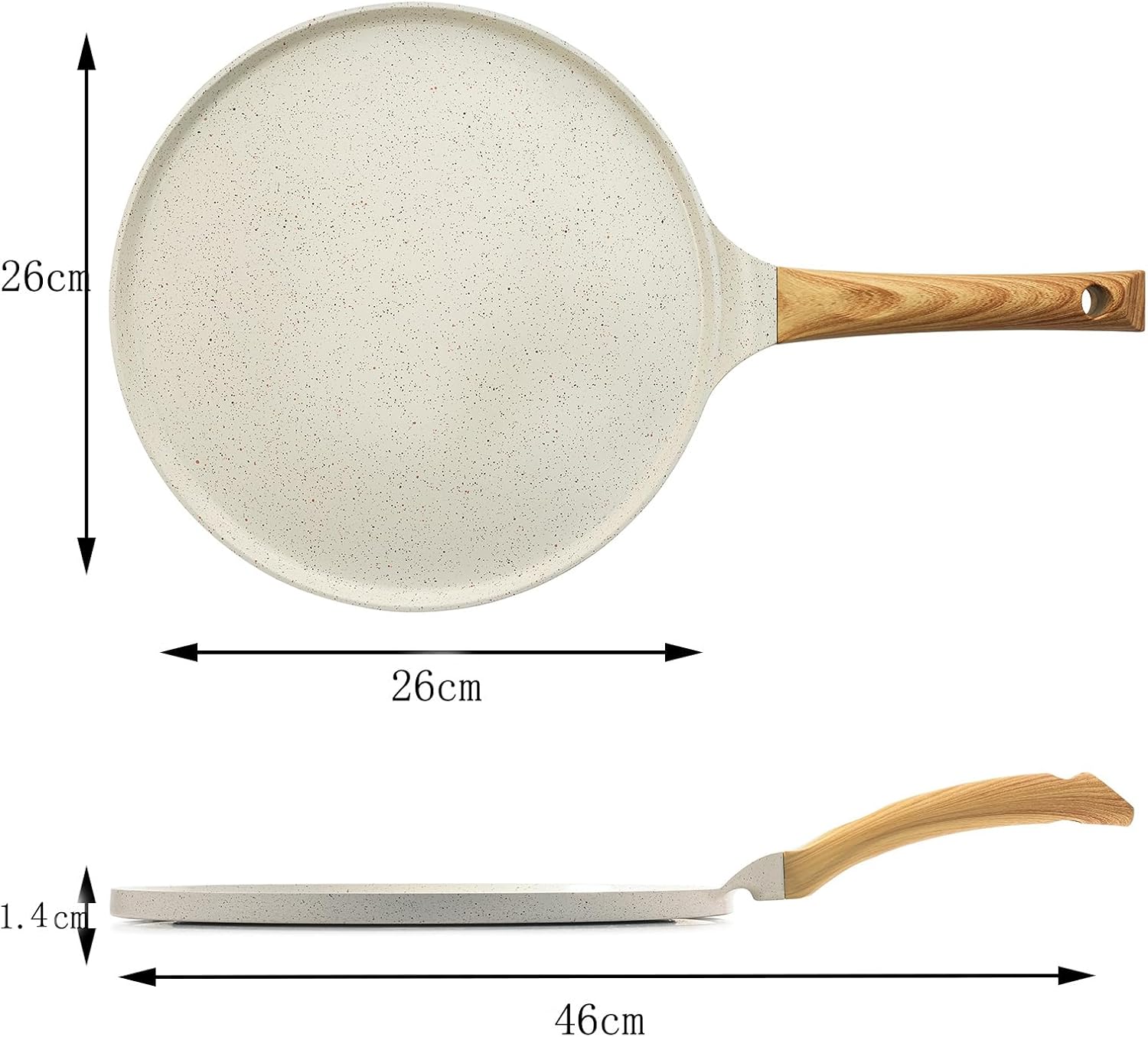 SENSARTE - poêle à crêpes 26cm - céramique, induction, poignée ergonomique