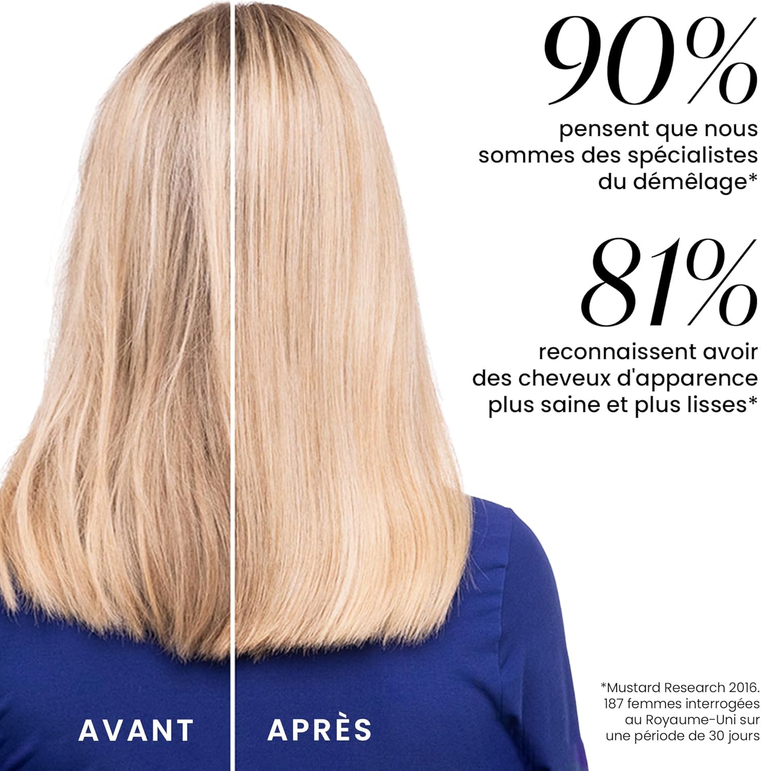 Tangle Teezer - Ultimate Detangler - Brosse démêlante cheveux secs/mouillés, picots deux niveaux, anti-casse, noir, tous