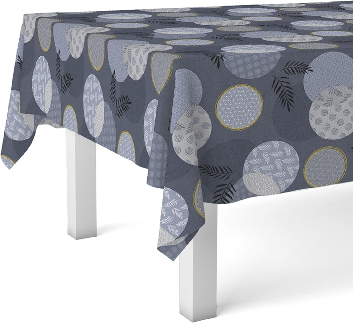 Nappe en toile cirée - Lens Bleu - 140 cm - anti-taches, imperméable