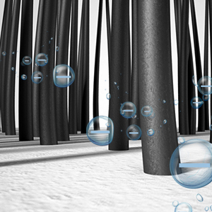 un groupe de pipes noires avec des bulles dans l'air