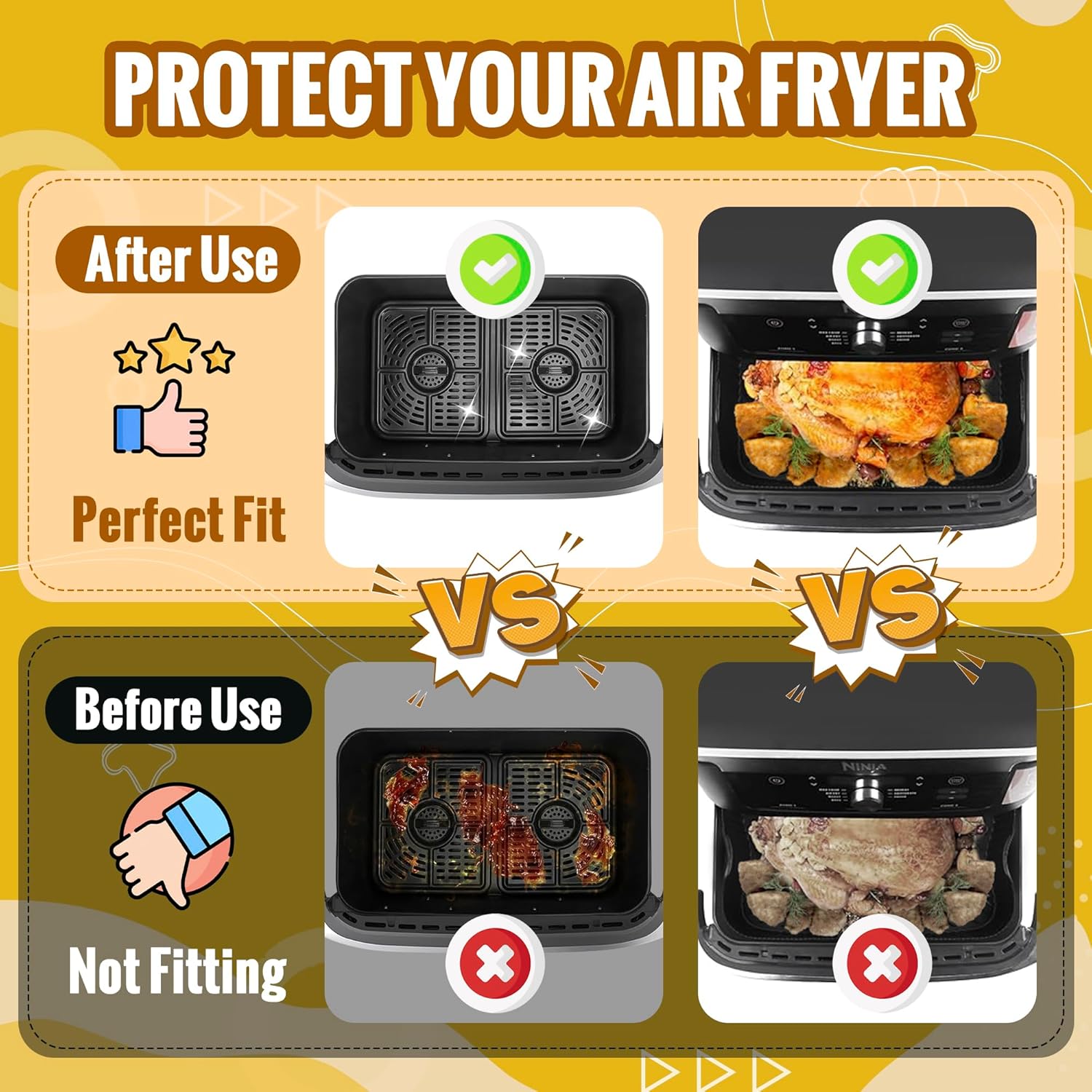 Accessoires Air Fryer silicone - 10,4L - résistant, lot 3pcs - AF500EUCP