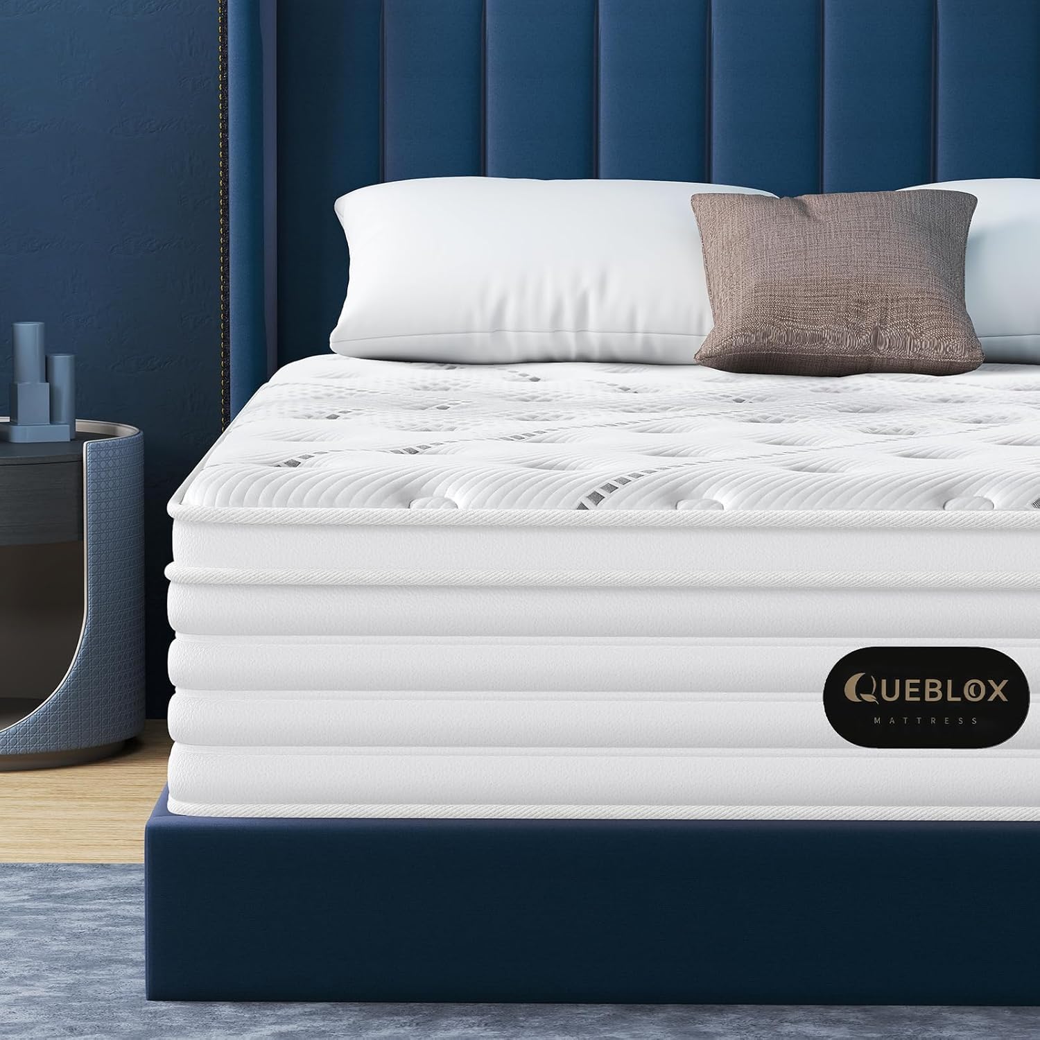 Matelas - 7 zones - 90x190x28 cm - ressorts ensachés, fermeté moyenne