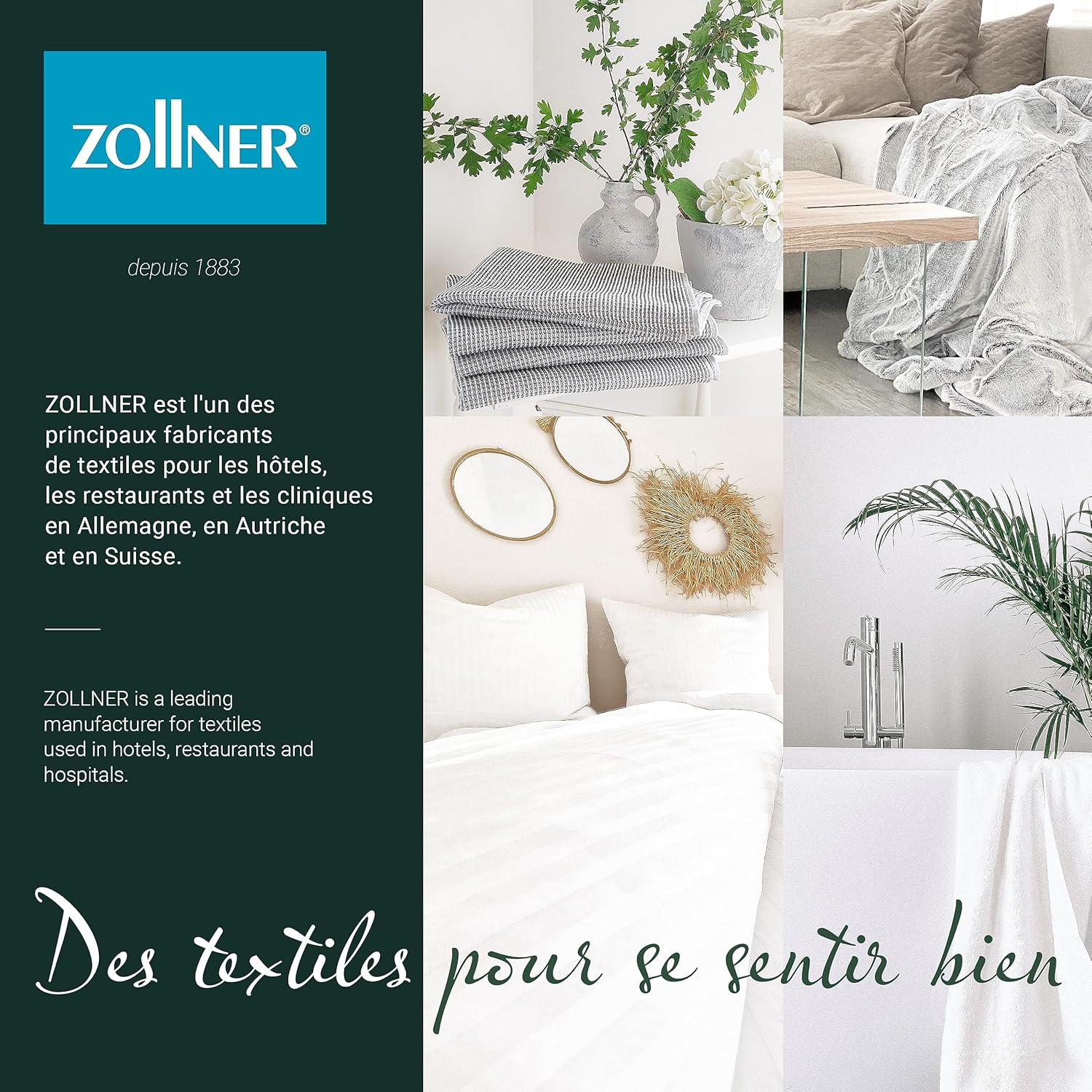 ZOLLNER - torchons 5 pièces - 50x70 cm - 100 % coton, vert
