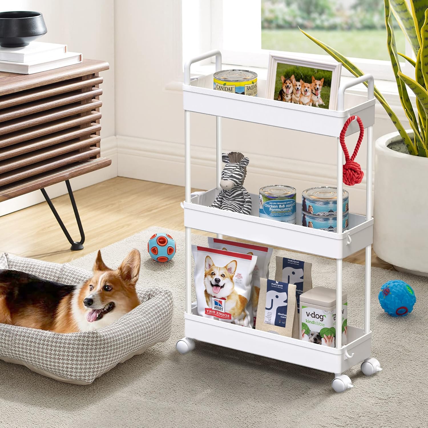 SOLEJAZZ - chariot 3 étagères plastique blanc - mobile cuisine salle bain