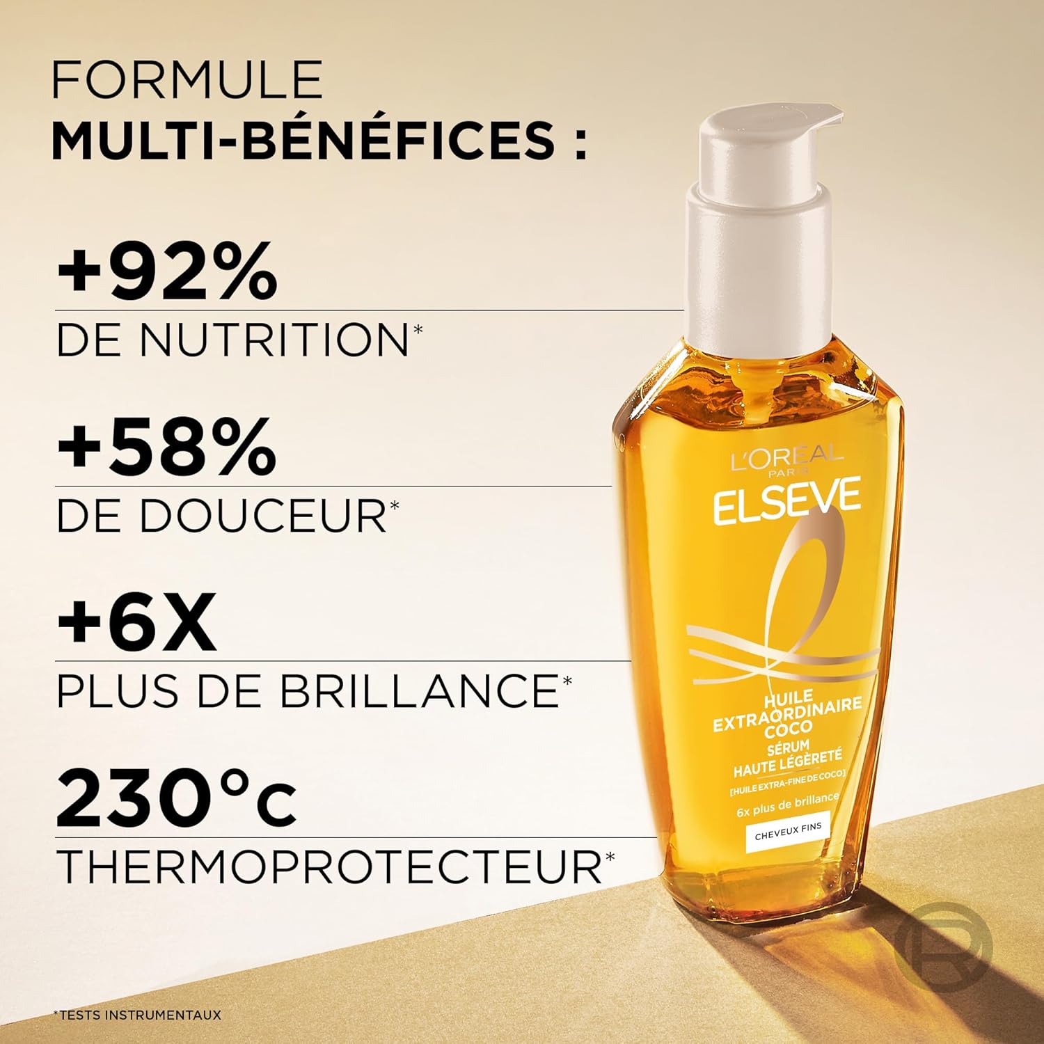 L'Oréal Paris - Elsève Huile Extra Fine Coco - Soin cheveux fins, secs, fini satiné
