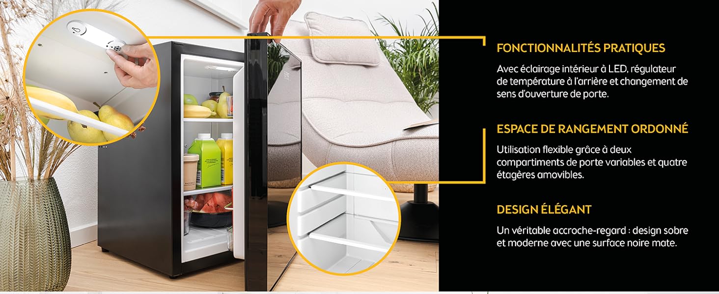 TZS First Austria Mini Frigo de Chambre 40L - Petit Frigo Pratique et Compact - Idéal pour Chambre