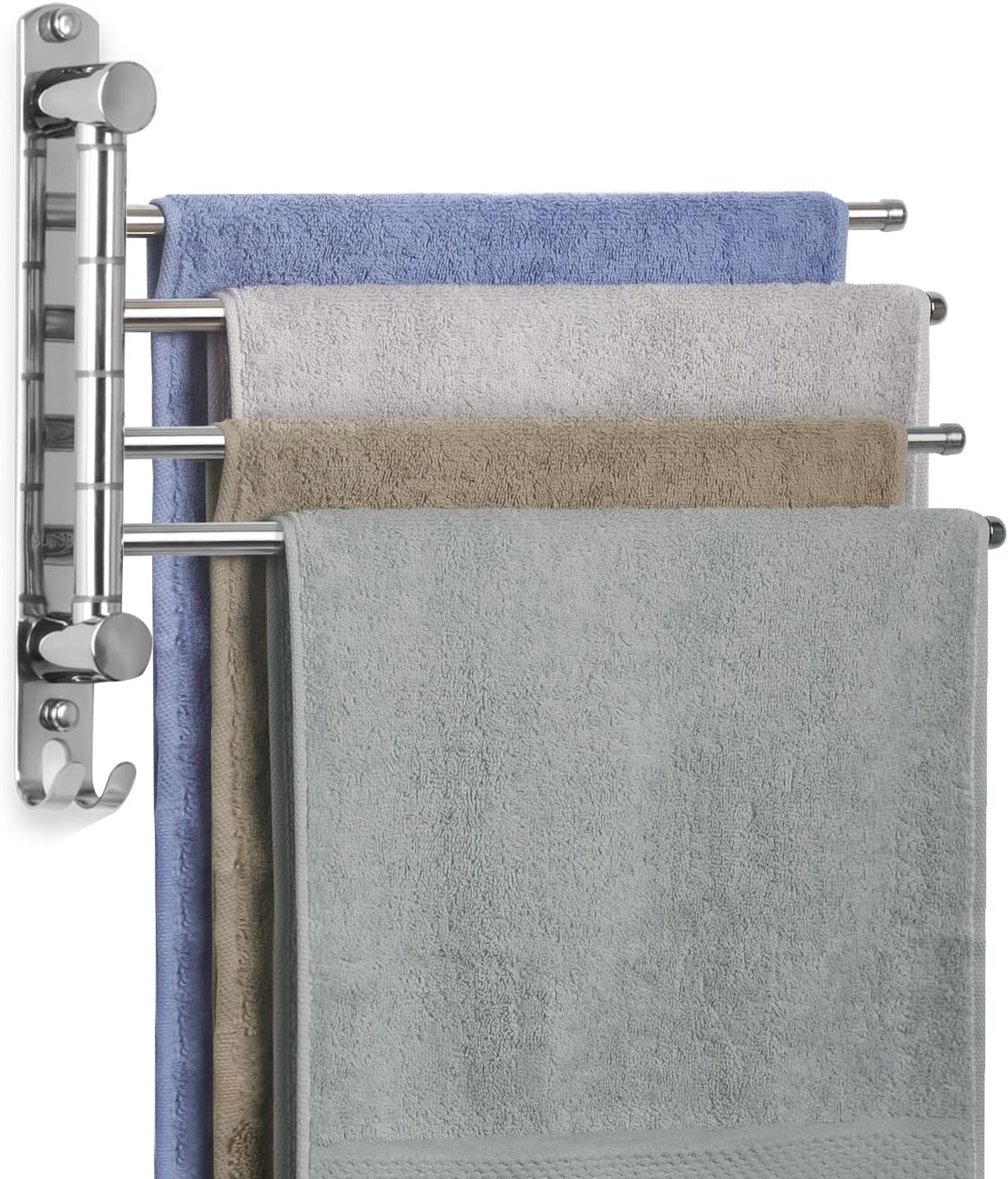 JSVER - porte-serviettes mural série pivotante - 40cm - inox, 4 barres rotatives, gain de place