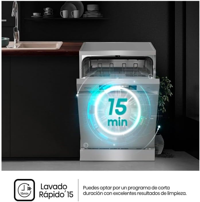 Hisense - Lave-vaisselle série HS642 - 60 cm, 14 couverts, porte automatique, HS642C60X