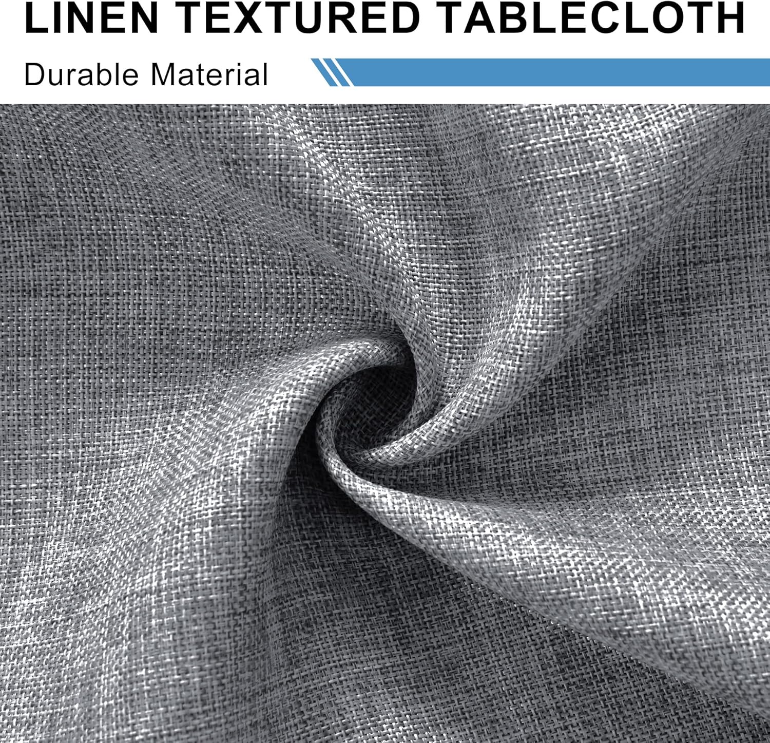DWCN - Nappe lavable et imperméable - 135x180cm - aspect lin, anti-tache, gris