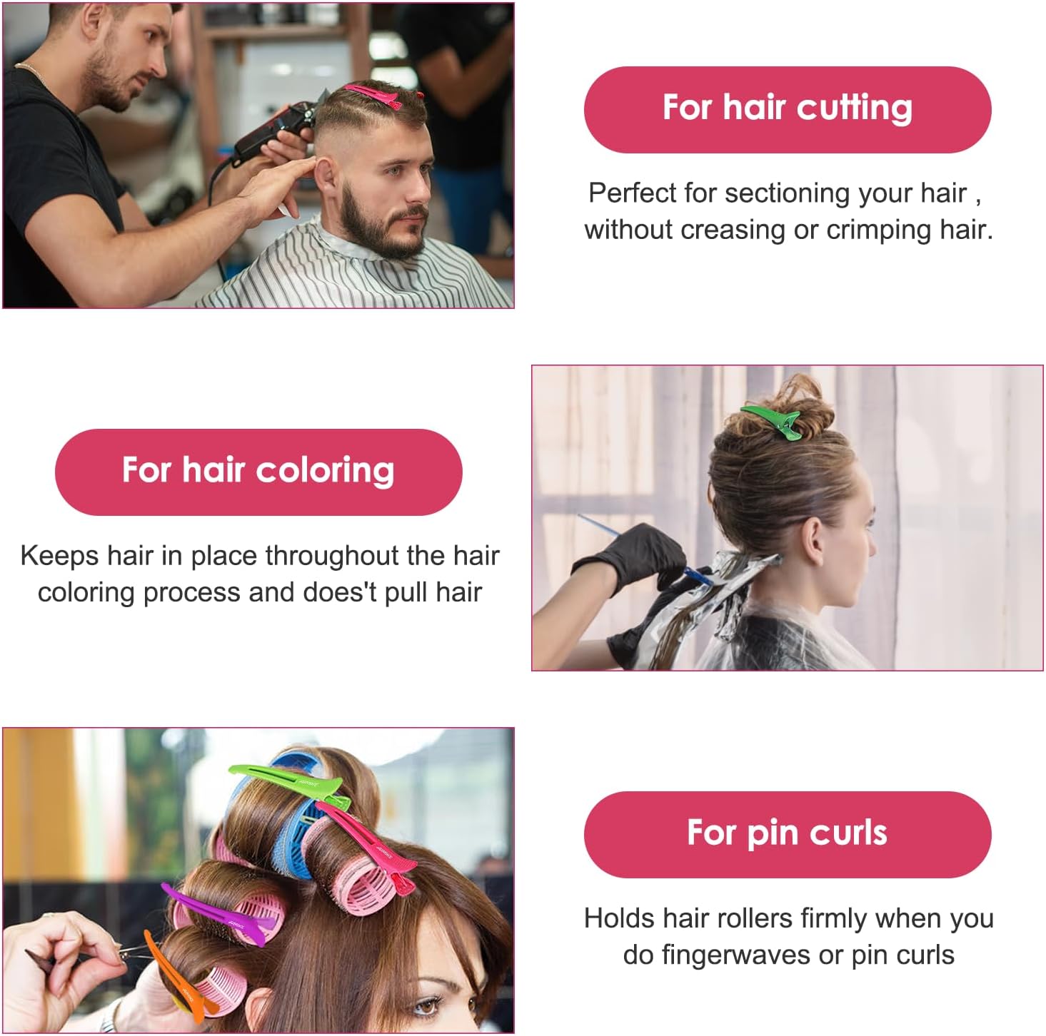 AIMIKE - pince cheveux crocodile série néon - 6pcs - antidérapantes, sans trace, usage professionnel.