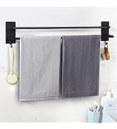 JS Porte-serviettes noir mat Porte-serviettes sans perçage Porte-serviettes de bain Autocollant Salle de bain Double...