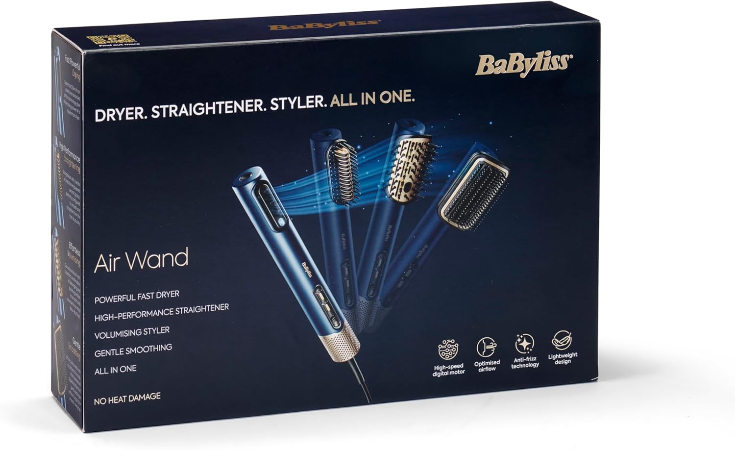 BaByliss - Air Wand série - sèche, lisse, coiffe, anti-frisottis, 3 embouts - AS6553E
