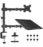 BONTEC Support Ecran PC Moniteur avec Plateau pour Ecran LCD 13 à 27 Pouces et Ordinateur Portabl...