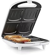 Tristar SA-3065 Appareil à croque-monsieur XL pour 4 sandwichs, 1300 W, 26 x 24 cm, noir/blanc