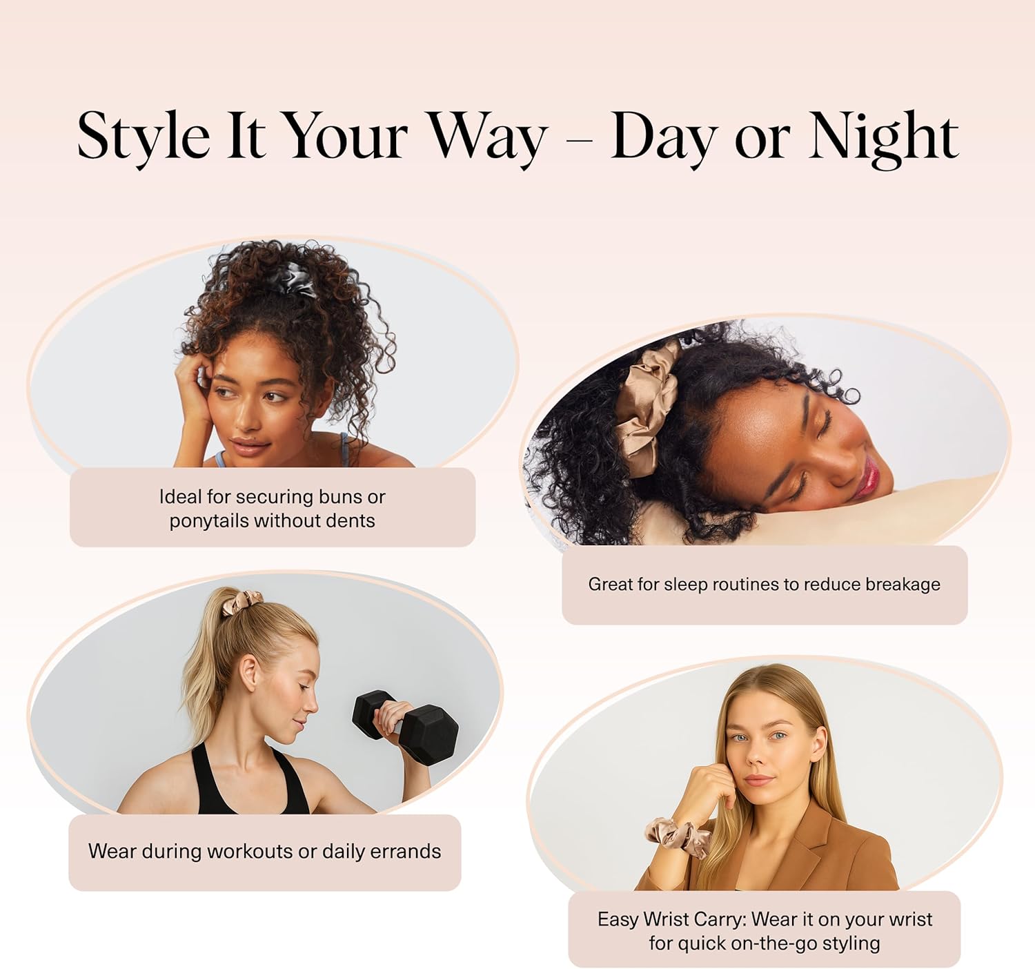 Kitsch - lot de 2 chouchous satin - doux cheveux femmes - élégant et confortable