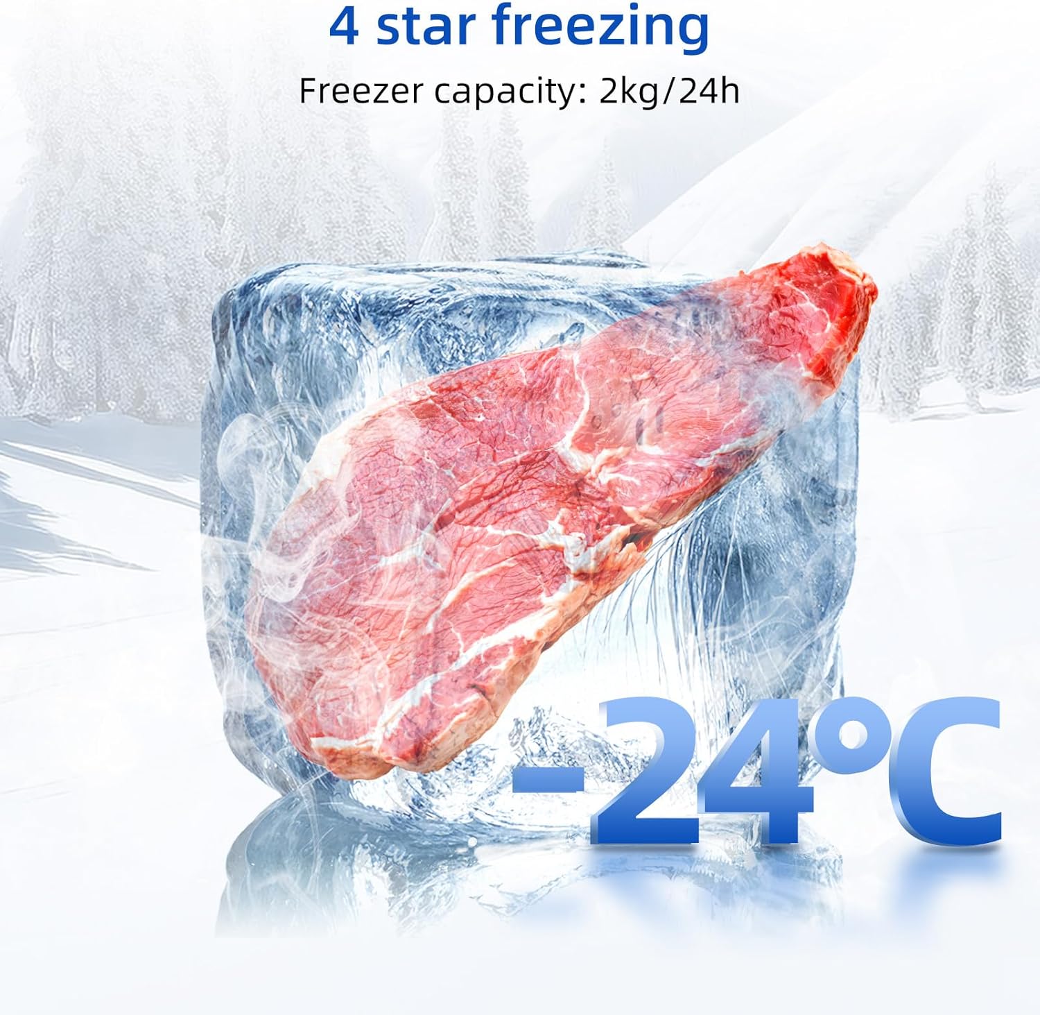 CHIQ - réfrigérateur congélateur haut, 86L, portes réversibles, congélateur 4*, machine à glaçons, classe E