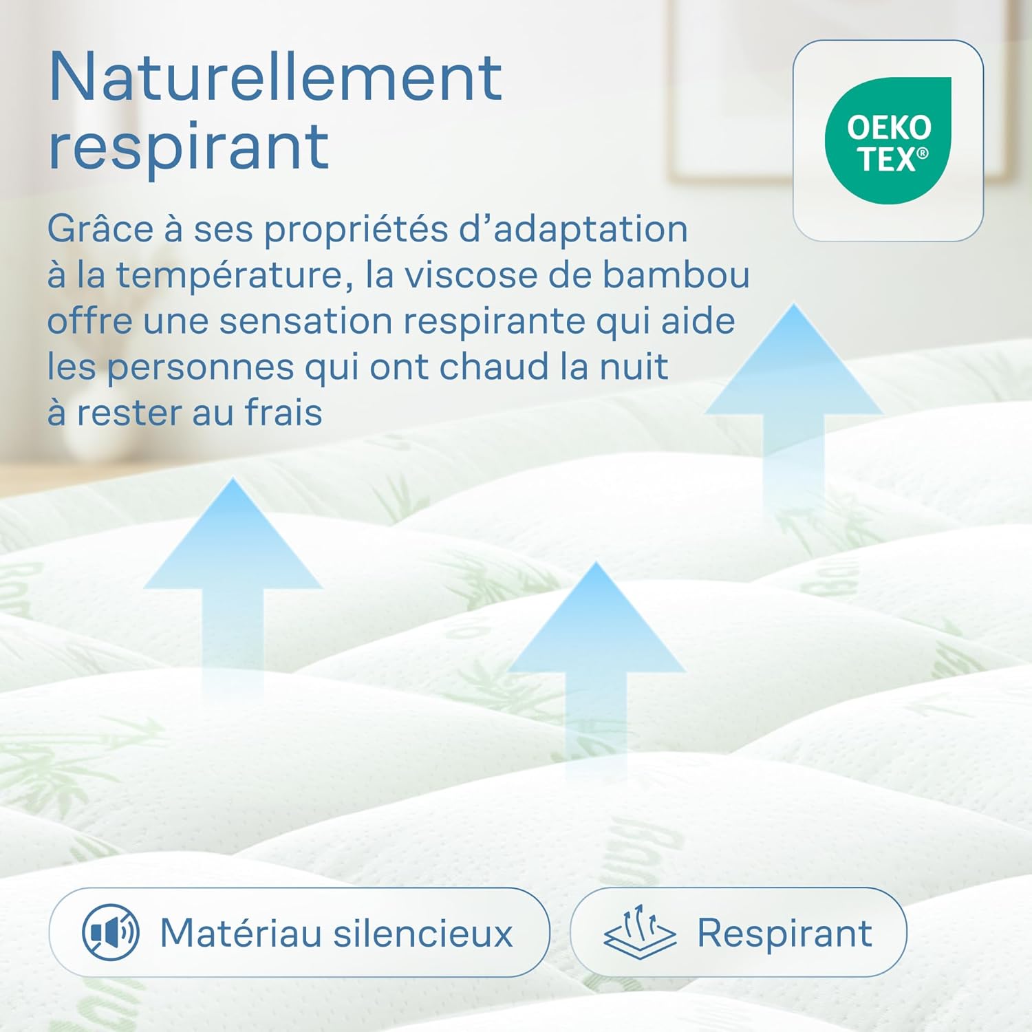 Surmatelas - Confort Doux viscose bambou 160x200cm, ultra-doux, respirant