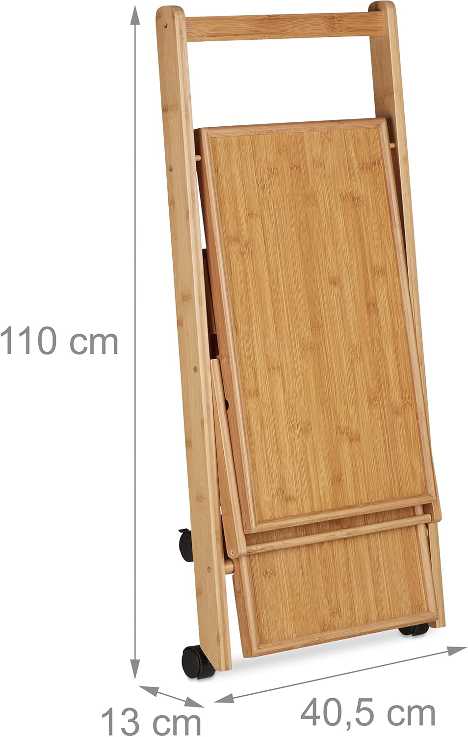 Relaxdays - desserte pliante bambou, 70x40,5x65cm, brun/noir