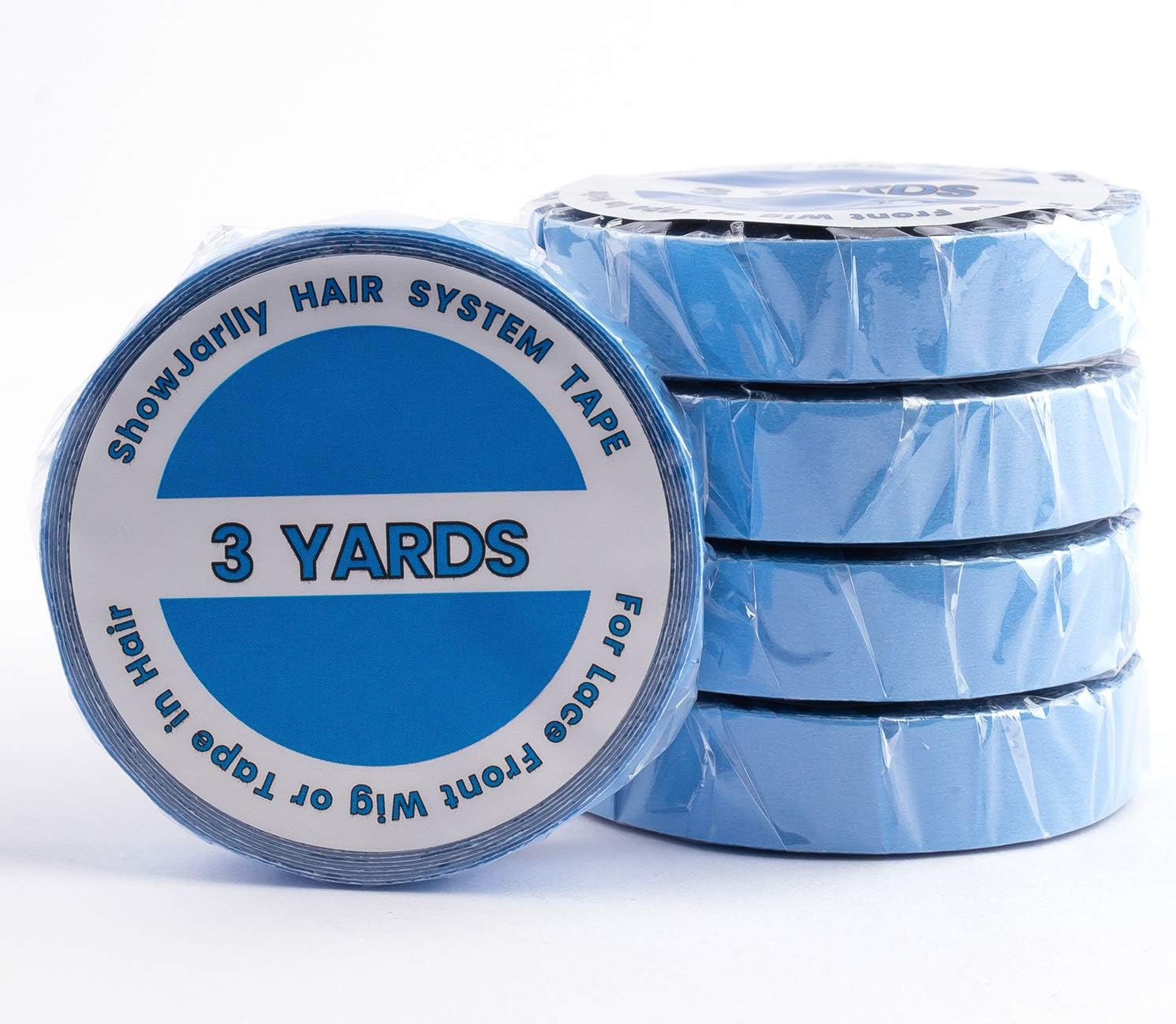 ShowJarlly - ruban adhésif double lace bleu - 1cm x 3 yards - fixation forte lace front
