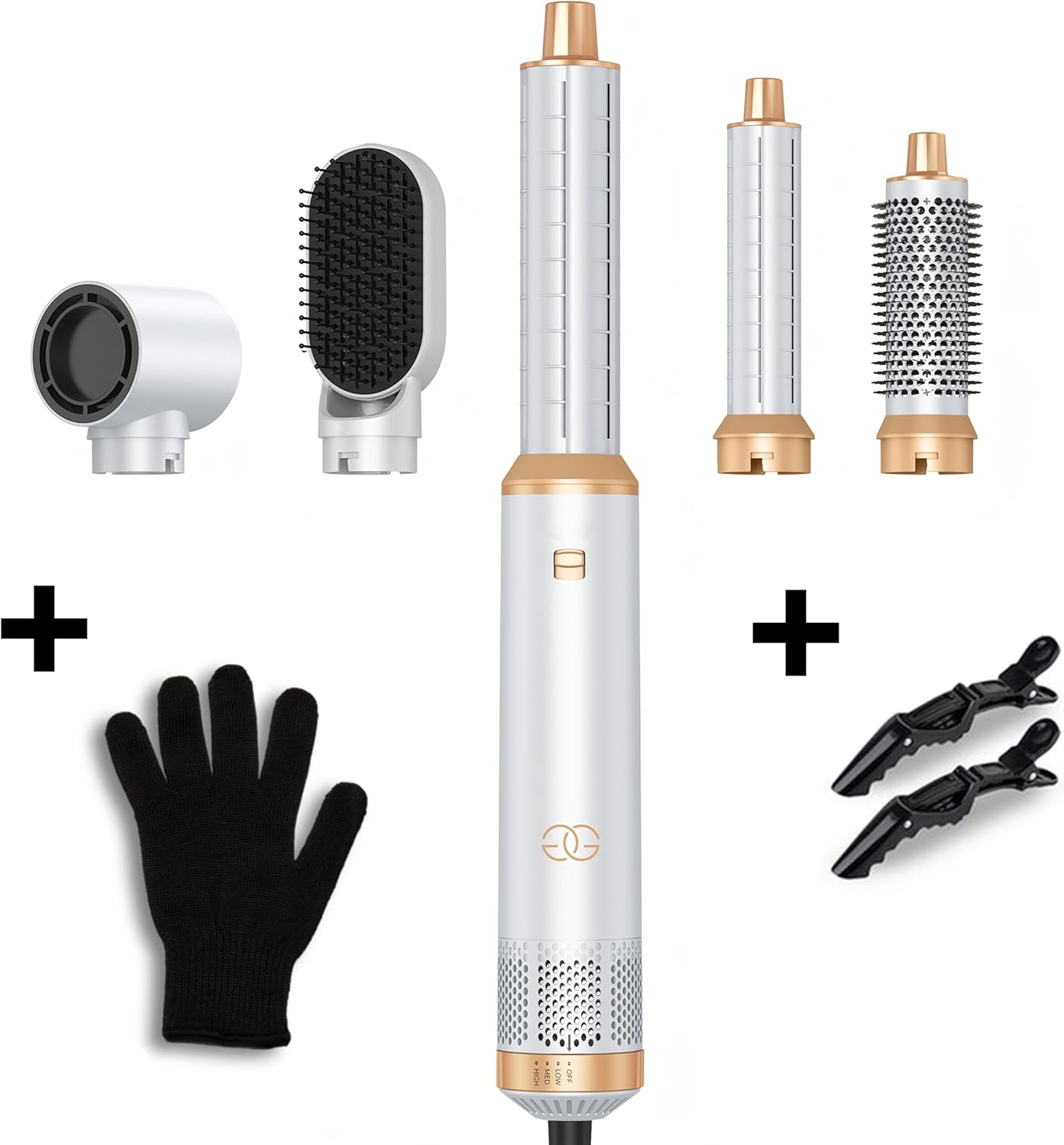 Golden Goods - Multistyler White/Gold - Brosse 5-en-1, sèche, lisse, boucle