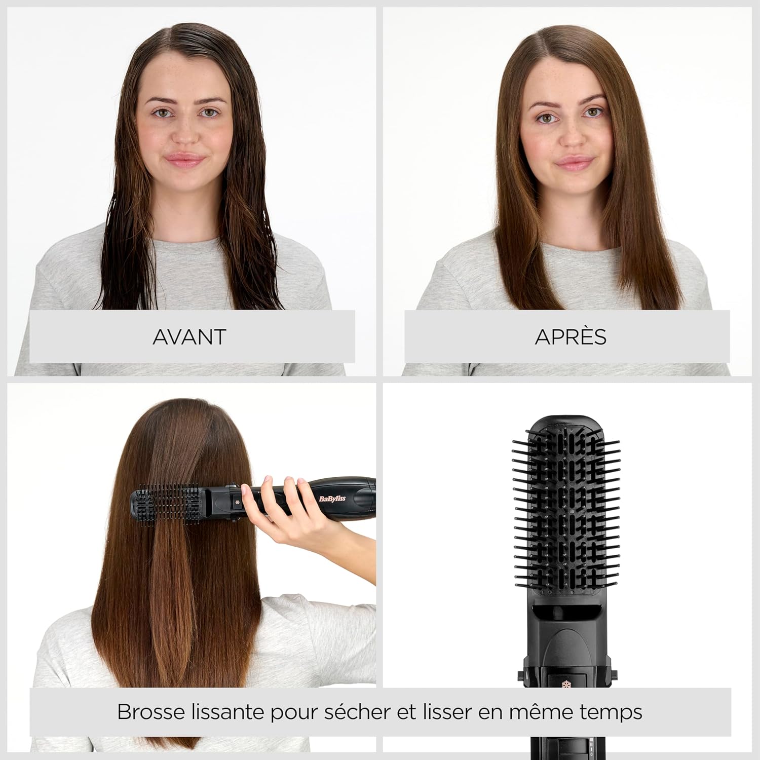 BaByliss - Brosse soufflante Smooth Finish - multistyle 4-en-1, 3 températures, fonction ionique - AS122E