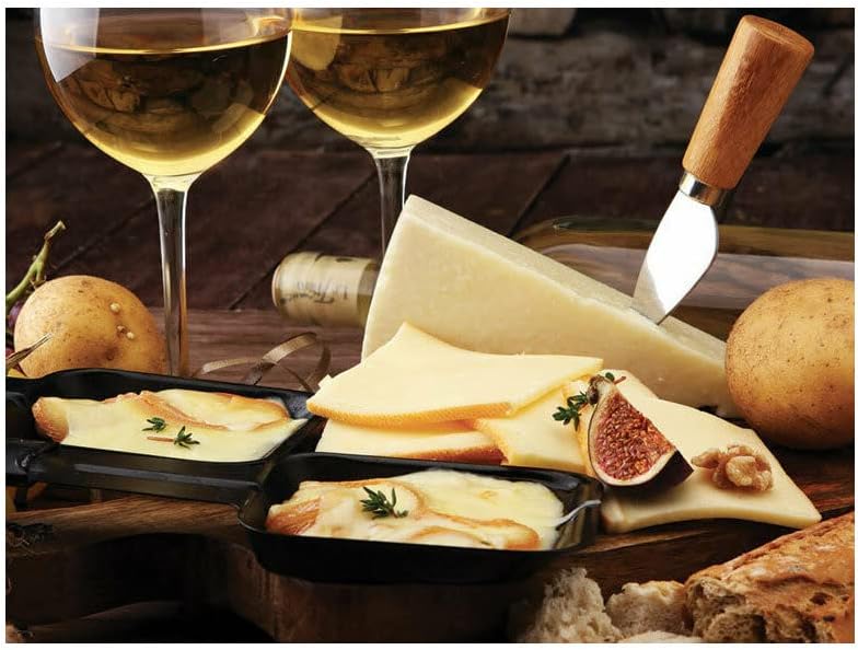 H.Koenig - raclette RP80 - 8 personnes - pierre granit, 8 poêlons antiadhésifs, plaque amovible