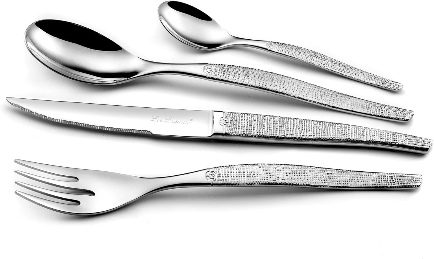 Lou Laguiole - Jet - 50 pièces, 12 pers, acier inox, finition textil