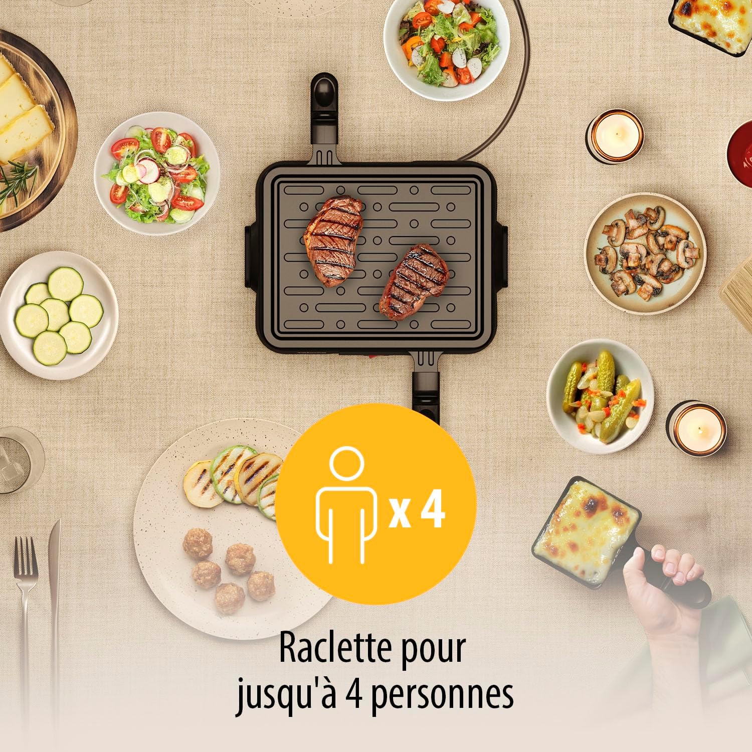 Tristar - Raclette RA-2949 - 4 personnes, 500W, revêtement antiadhésif