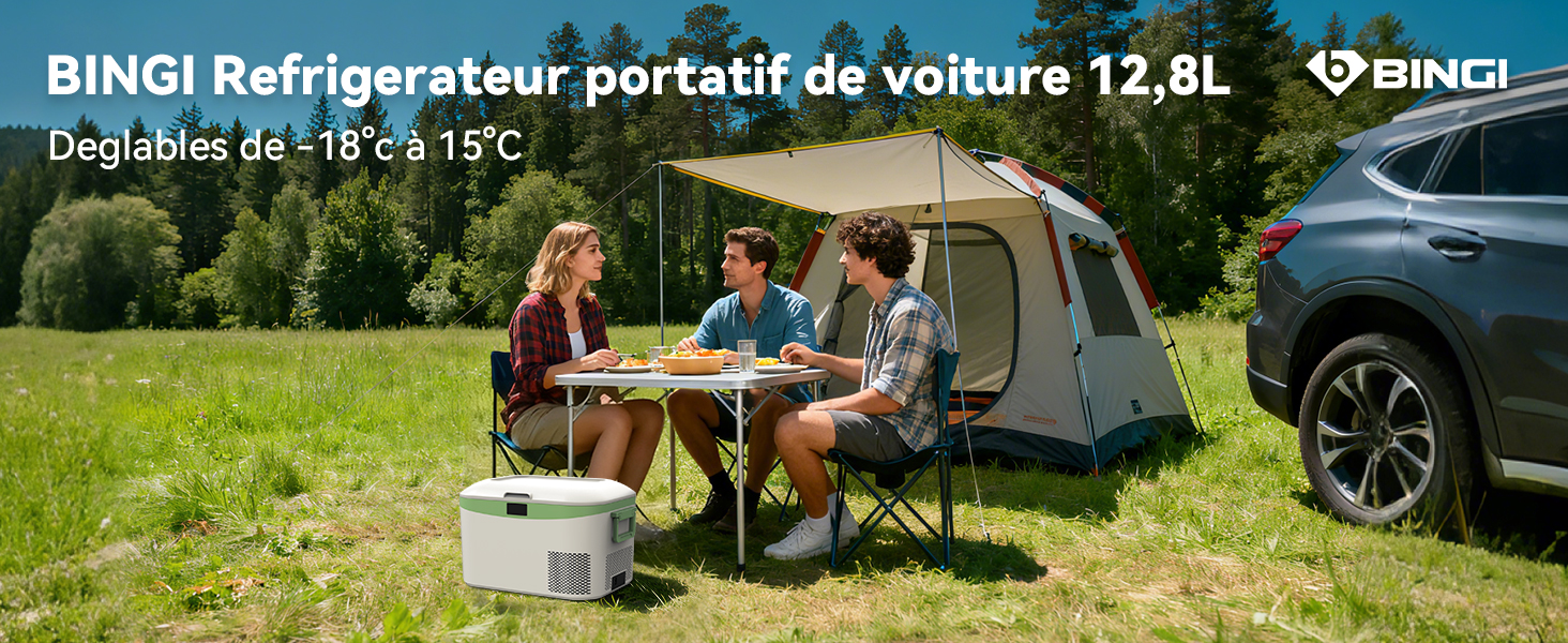 BINGl Refrigerateur portatif de voiture 12,8L