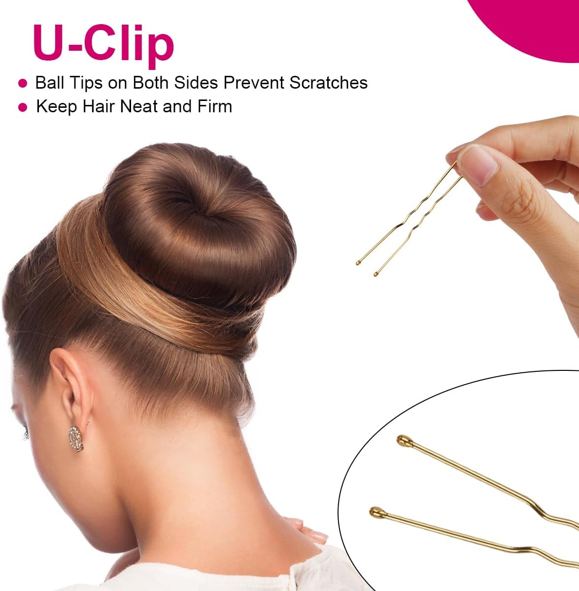 URAQT - machine à chignon 4 tailles - 6/8/10/12cm - 30 épingles incluses