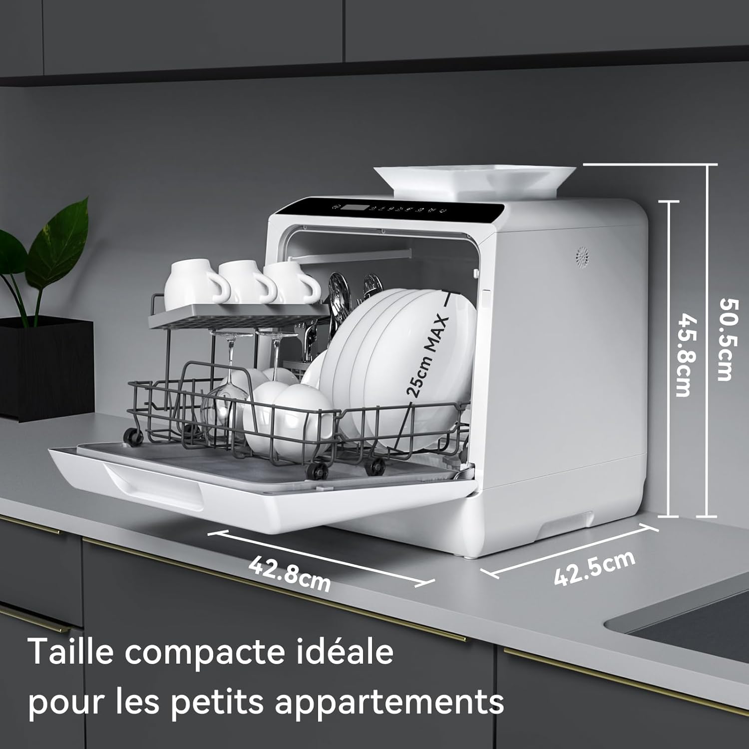 Hermitlux - mini lave-vaisselle 43cm - 4 couverts, robinet ou sans, 175 kWh/an