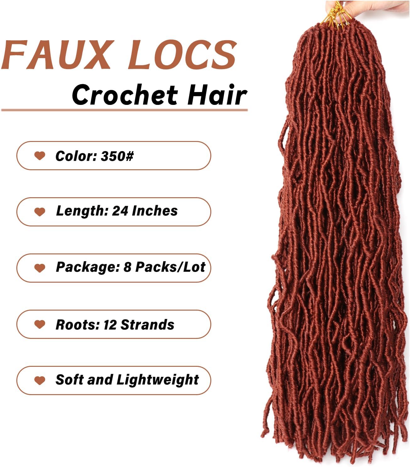 Faux Locks Crochet Braids - Soft Locs 60,9 cm - 8 mèches bouclées