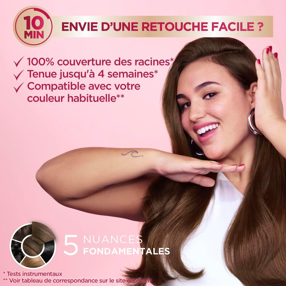 Garnier - Color Shampoo Retouch - noir, couverture 100% cheveux blancs, tenue 4 semaines