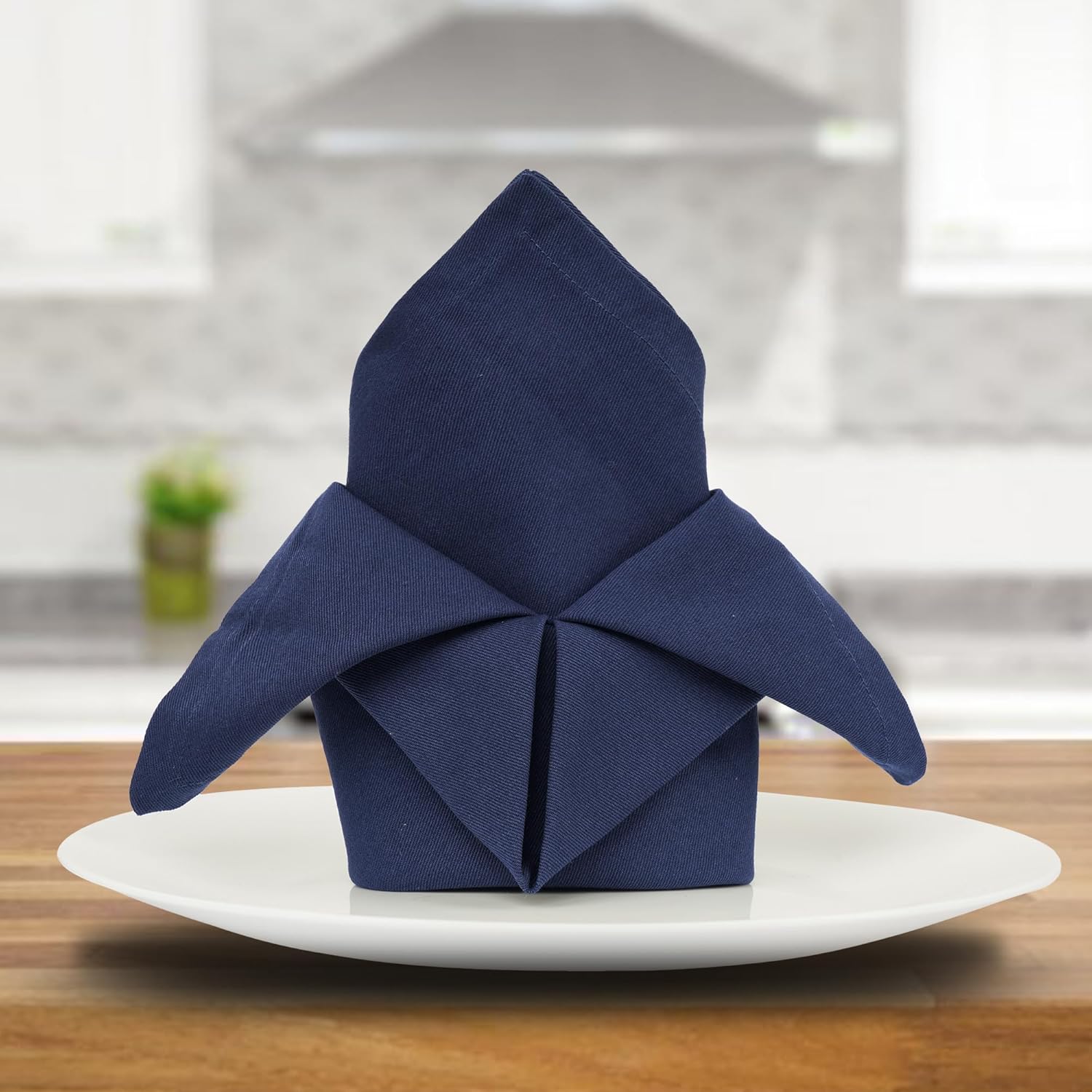 Sweet Needle - Paquet de 12 serviettes, 45x45 cm, coton épais, coins arrondis, Marine