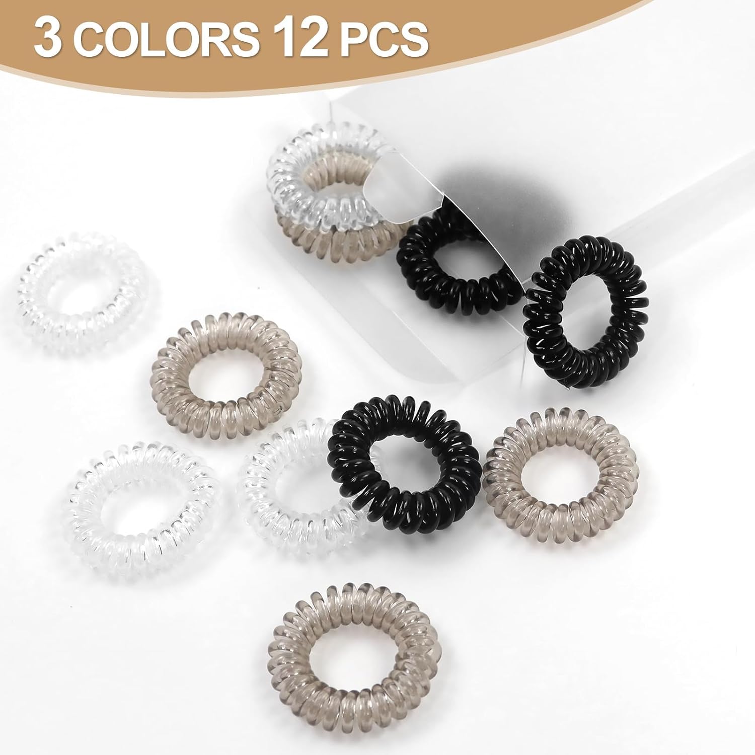 Élastiques cheveux - lot de 12 spirales - accessoires femme, fille