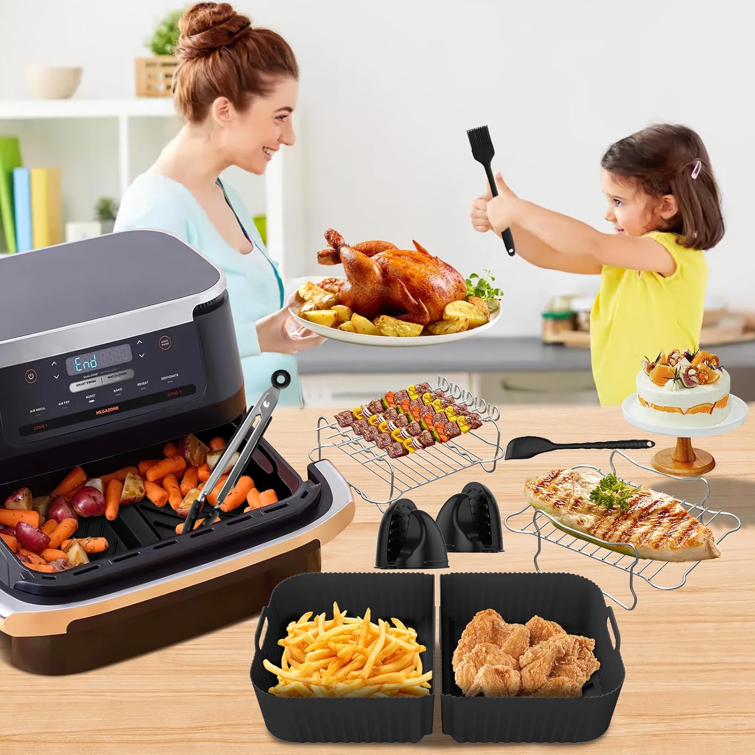 Accessoires air fryer silicone - 10.4L, 14 pièces, pour Ninja Foodi - AF500EU