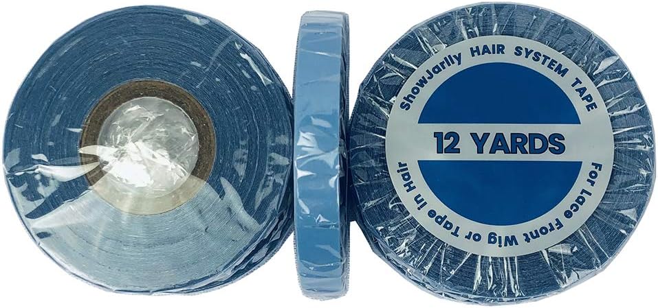 ShowJarlly - ruban adhésif lace front bleu - 0,8cm x 12Y - double face, fixation longue durée