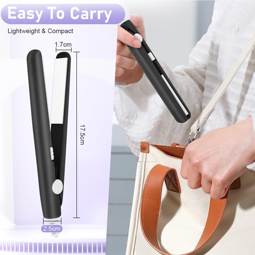 LOPHE - Mini lisseur boucleur 2 en 1, 110-220V, chauffe rapide, idéal tous cheveux, noir