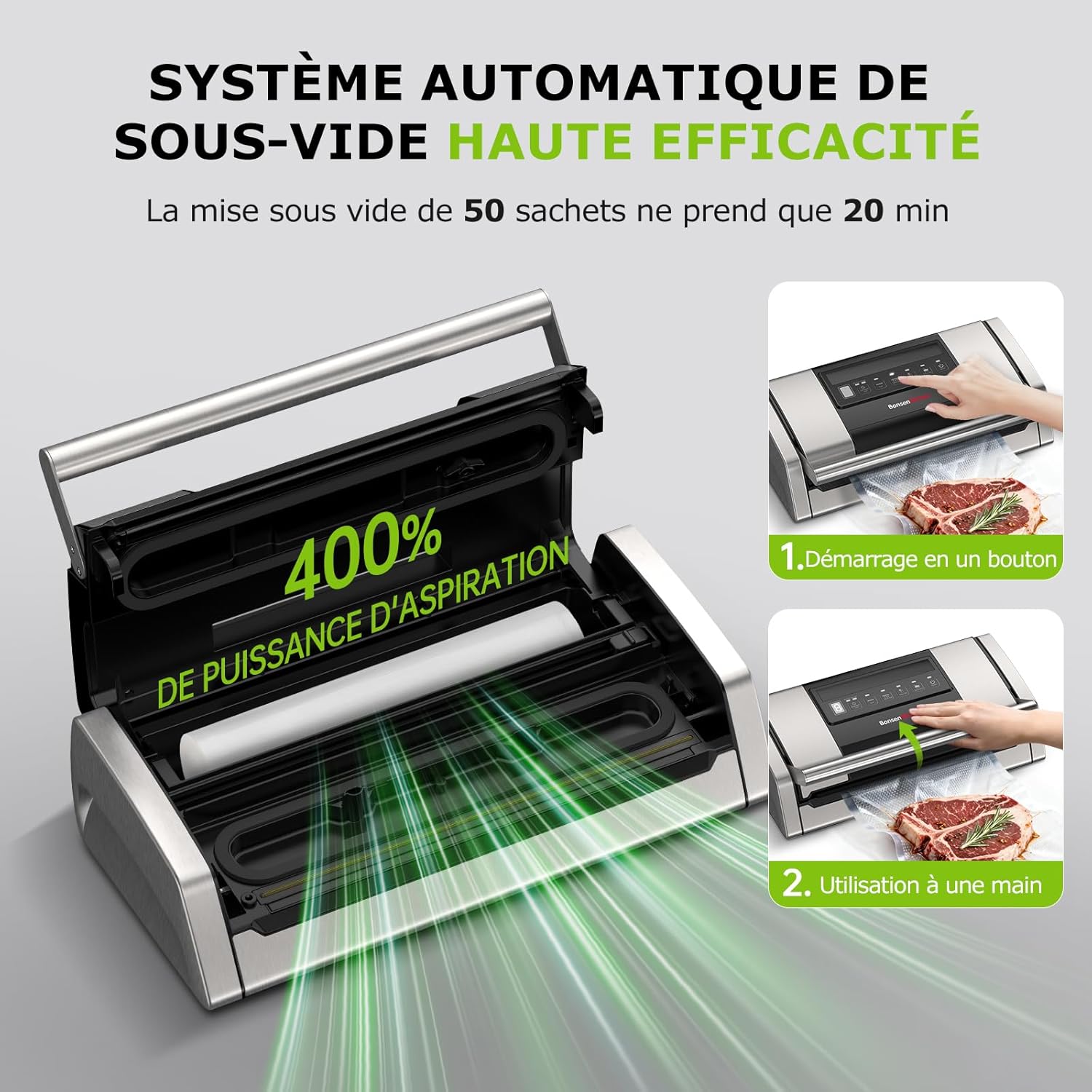 Bonsenkitchen - VS5100 - soude-sac 15L/min, coupe-sac, clip intégré