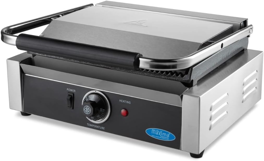 Maxima - Gril de contact rainuré simple - 33,5 cm - plaque de cuisson pro