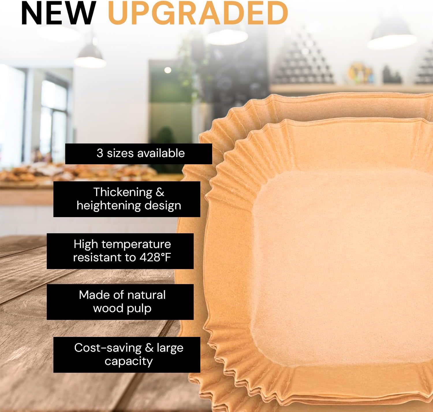 edihome - papier cuisson air fryer - 22x14cm - 100 unités jetables, BPA free