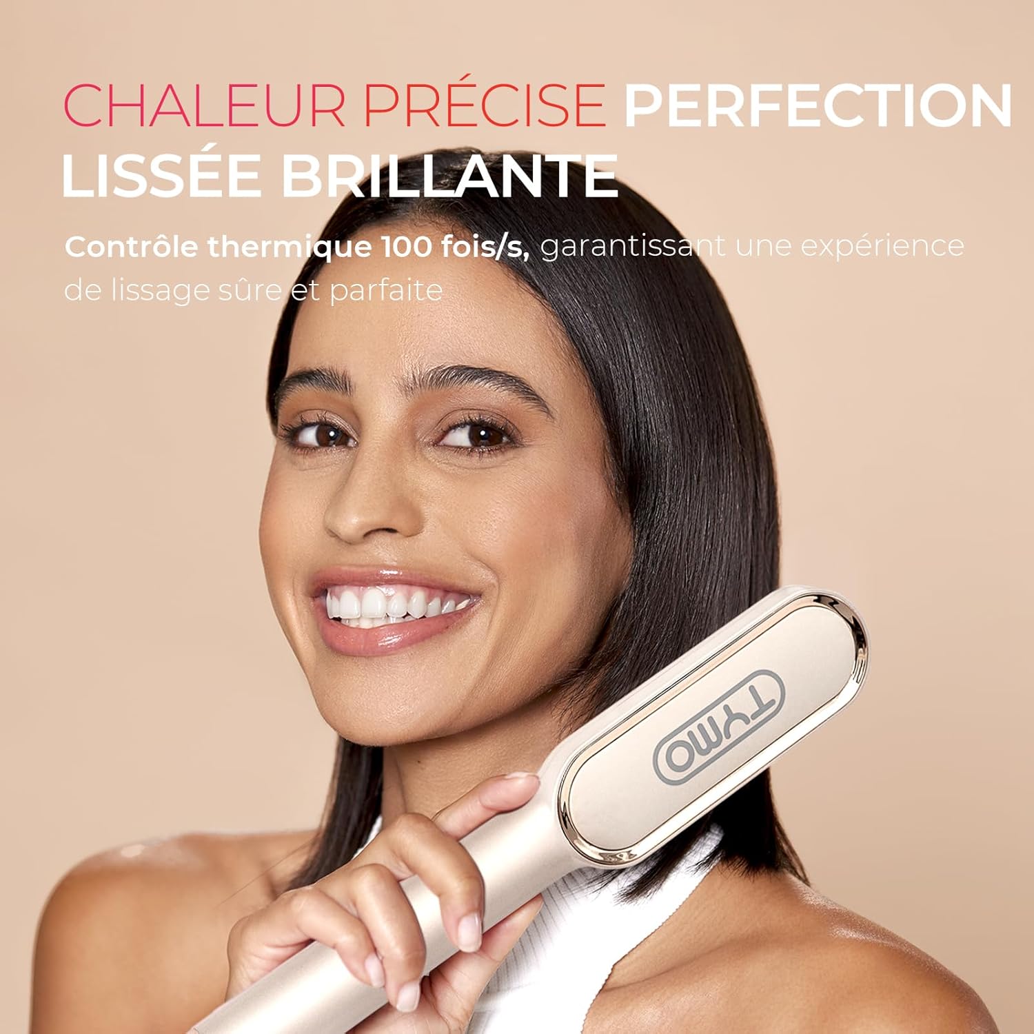 TYMO - Ring - Brosse lissante, 5 températures, anti-brûlure, or