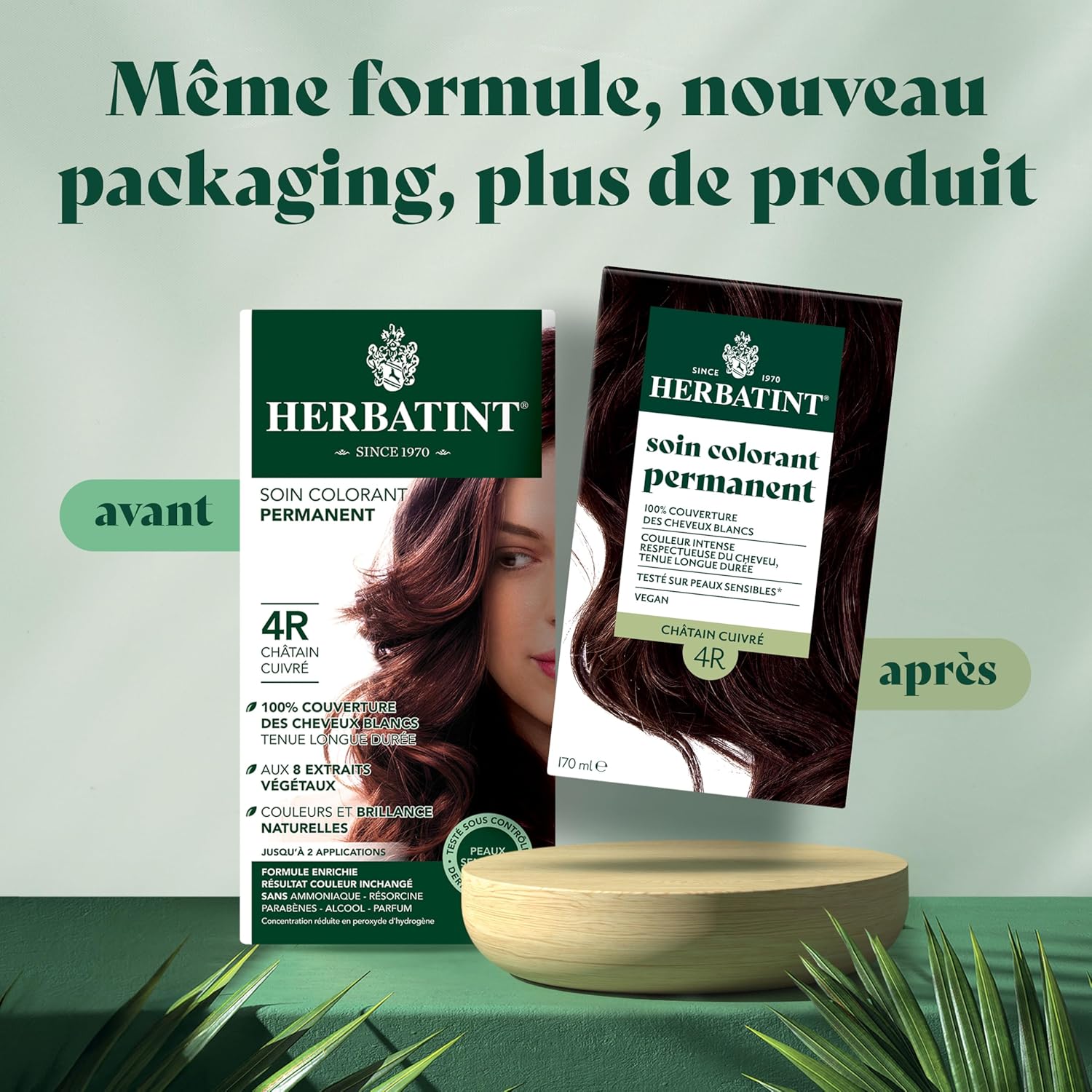 Herbatint - Soin Colorant Cheveux 170ml - Sans Ammoniaque, 100% gris, 8 extraits bio, 4R