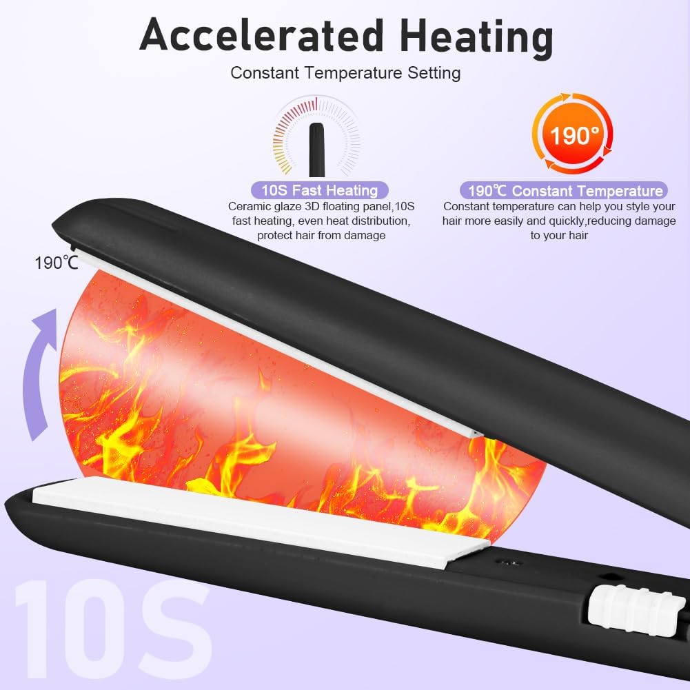 LOPHE - Mini lisseur boucleur 2 en 1, 110-220V, chauffe rapide, idéal tous cheveux, noir