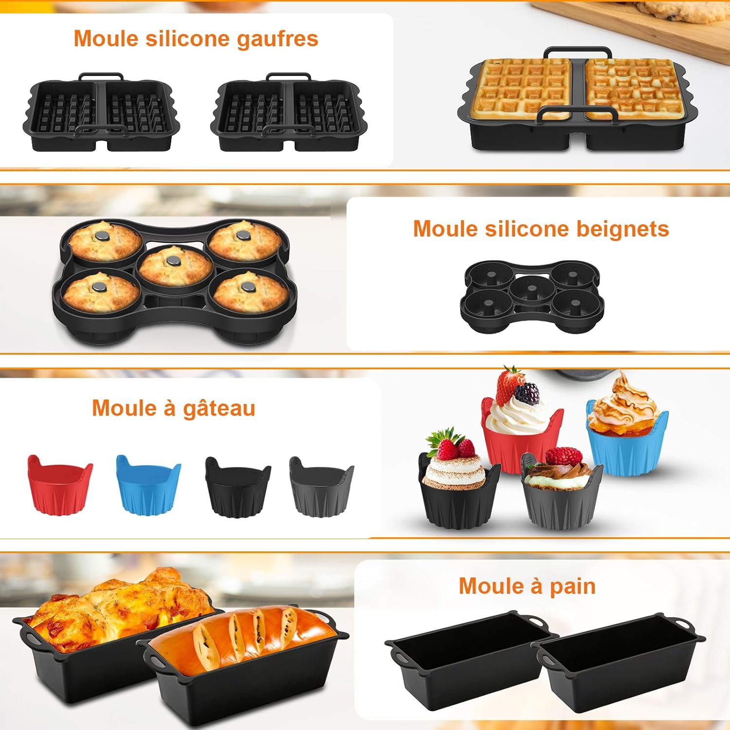 Moule silicone air fryer - compatible Ninja 10,4L - réutilisable - AF500EU