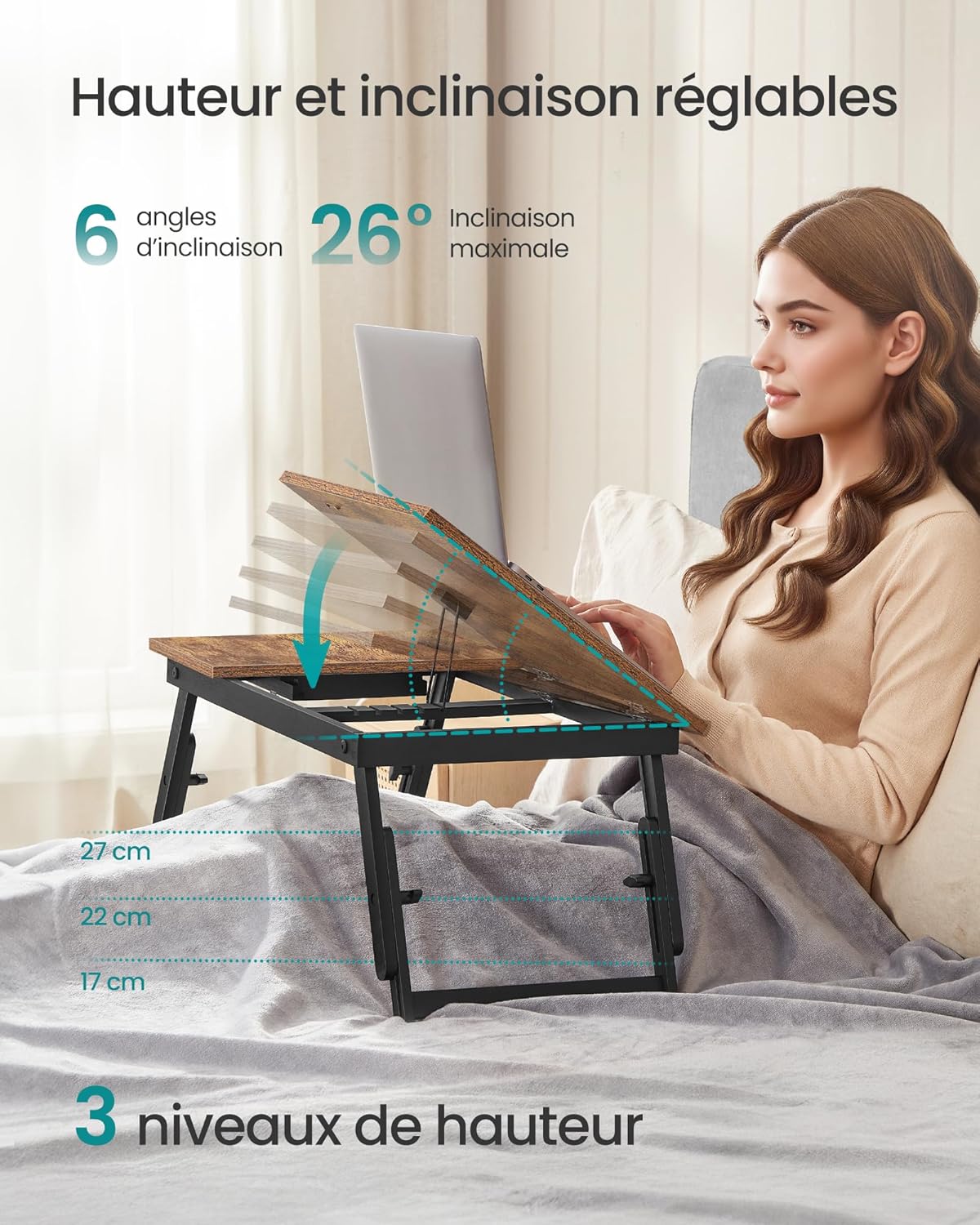 SONGMICS - Table de lit réglable 15,6