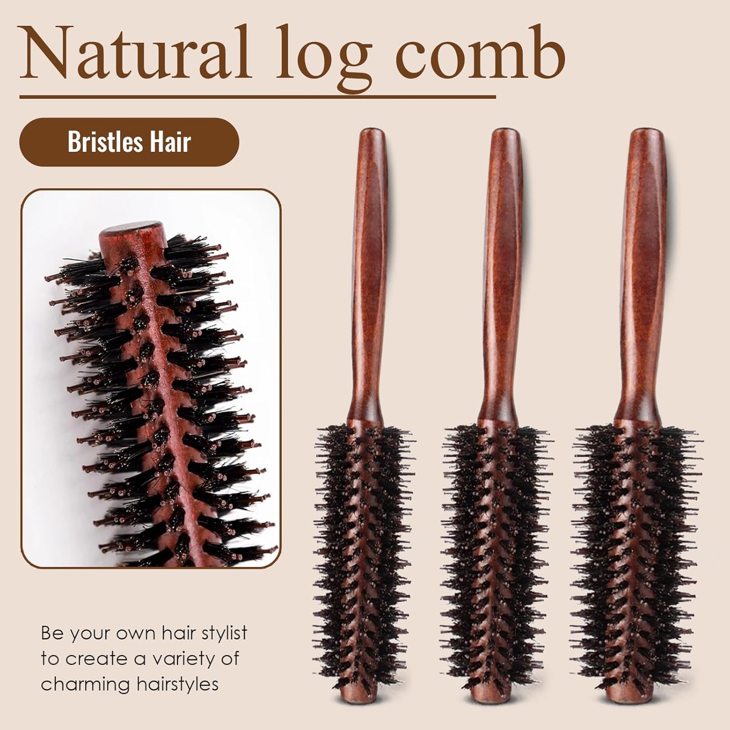 Brosse ronde - Poils de sanglier - 25mm - Pour séchage, volume