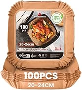 KitchenBoss Papier Cuisson Air Fryer: 100 Pièces Papier Sulfurisé pour Airfryer Carré 20 x 24 cm,...