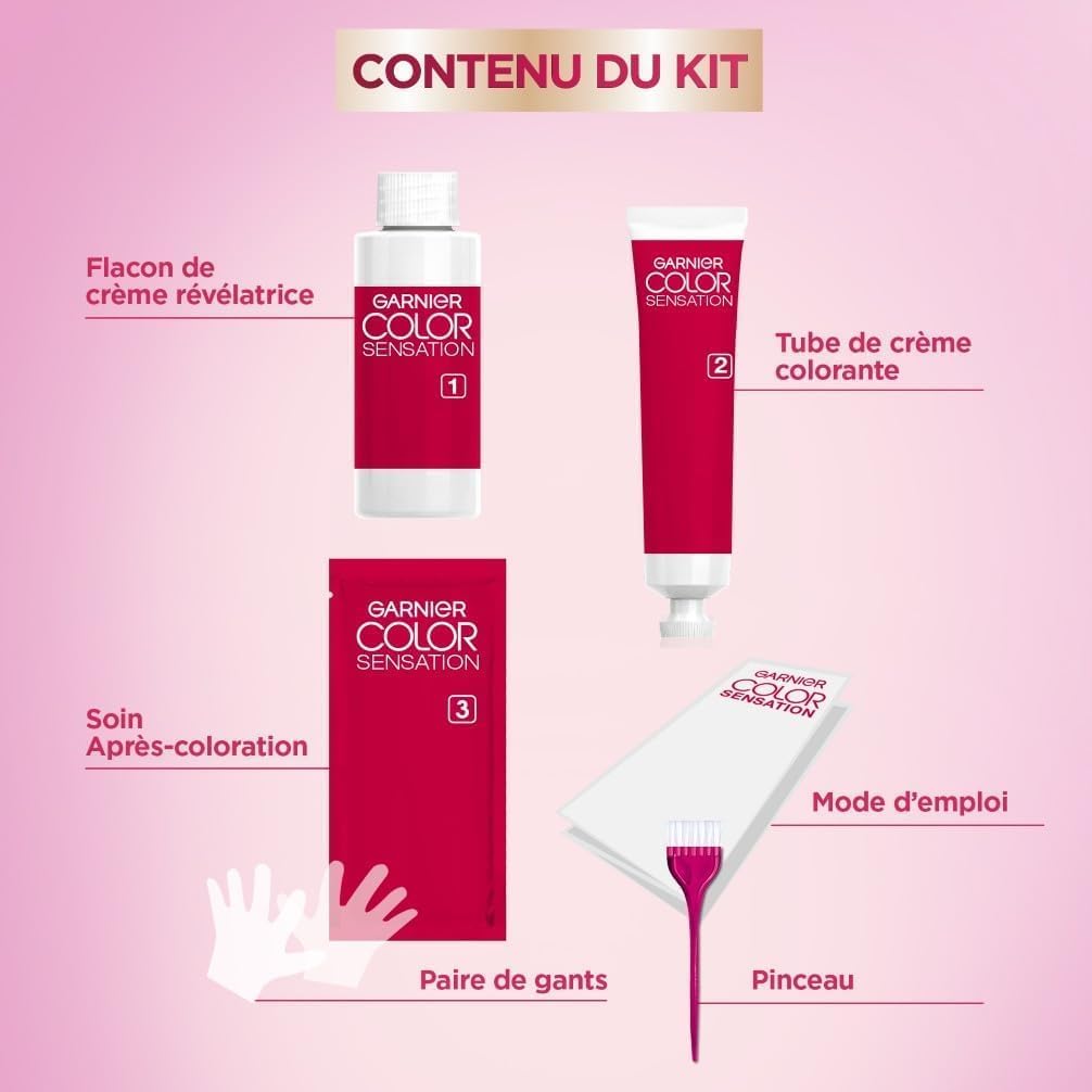 Garnier - Color Sensation Permanente - Châtain Foncé, couvre 100%, tenue 10 semaines