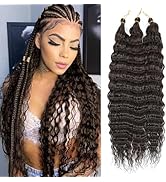 Extensions de cheveux Deep Wave présentées en brun foncé, présentant des boucles d'aspect naturel et un motif ondulé. Plusieurs lots de cheveux synthétiques ou humains.